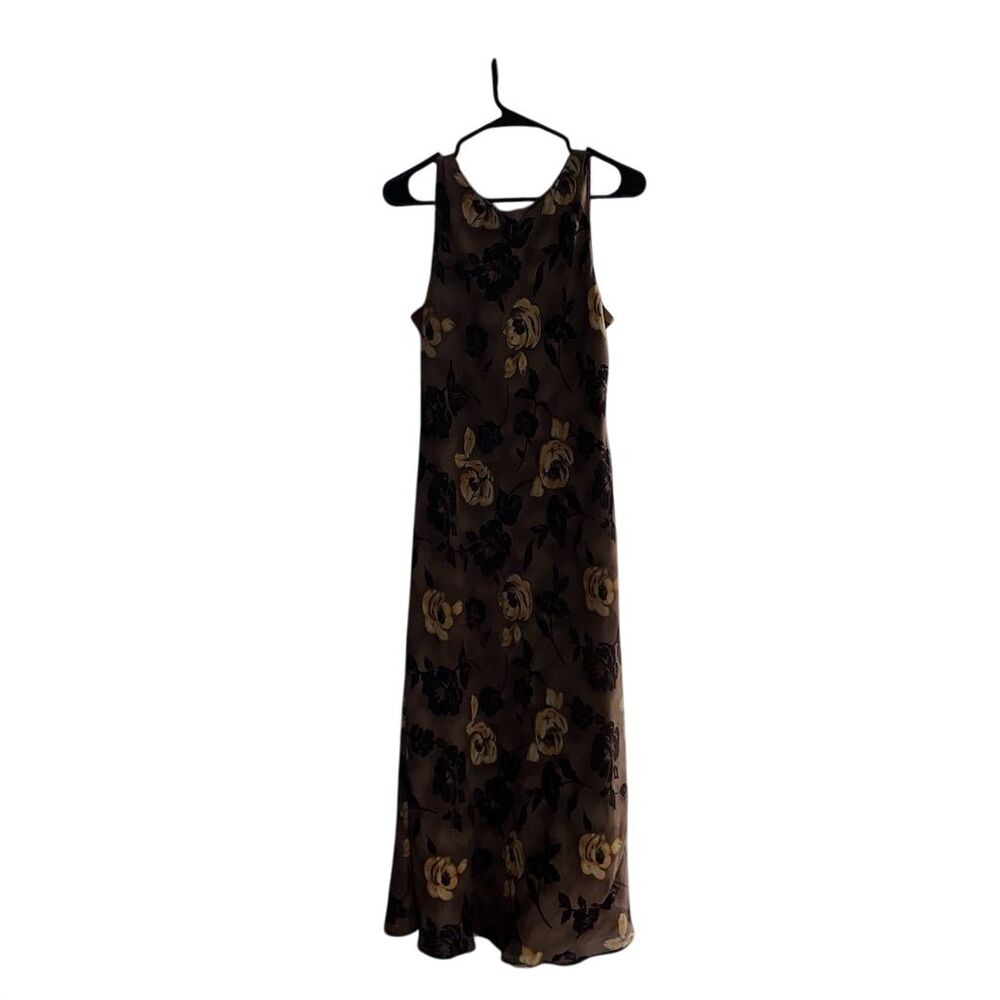 Ronni Nicole Petite Floral Print Sleeveless‎ Maxi Dress Brown 10 P